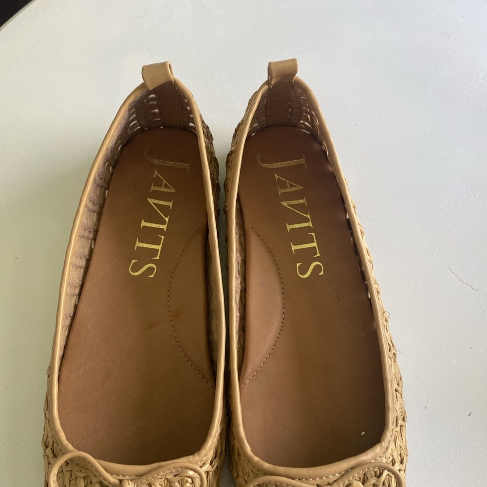Eric Javits Parris Raffia Natural Woven Square-Toe Ballet Flats in Tan Size 9 - Picture 4 of 15